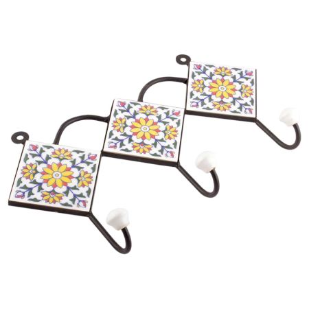 Yellow Sunflower Ceramic Tiles Hooks Online